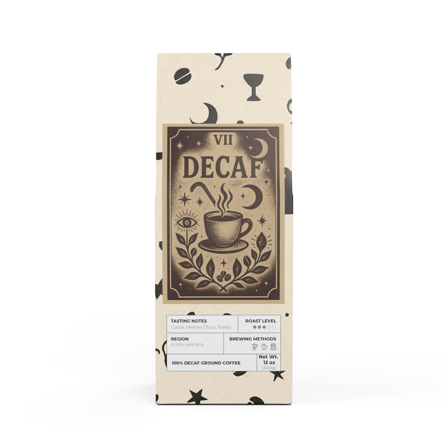 The Decaf: Notes of cocoa, mellow citrus & gentle toastiness